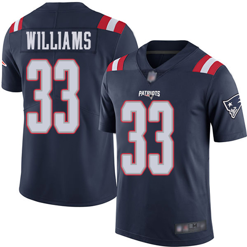 New England Patriots Football #33 Rush Vapor Limited Navy Blue Men Joejuan Williams NFL Jersey->new england patriots->NFL Jersey